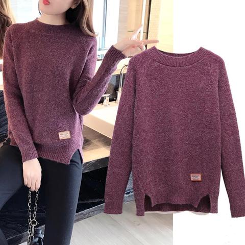 2022 suéteres y pulóveres para mujer Otoño Invierno manga larga Pull Femme Solid Pullover mujer Casual suéter tejido NS3996 ► Foto 1/6
