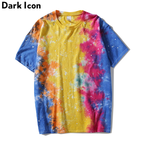 Dark Icon-Camiseta de teñido para hombre, camisa informal de cuello redondo con pintura de aluminio ► Foto 1/1