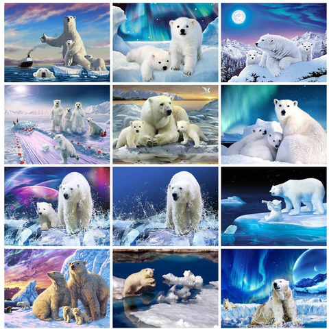 Pintura diamante 5D DIY de oso Polar, bordado de diamantes de imitación, cuadro con imagen completa, mosaico, decoración del hogar ► Foto 1/5