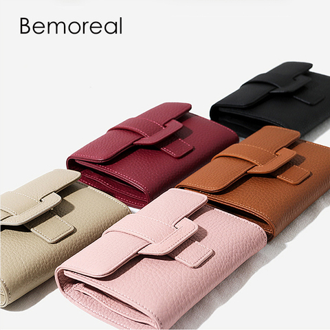 Bemoreal Cartera de cuero genuino diseñador corto monedero broche Mujer con cartera para tarjetas y monedas de moda pequeños monederos bolsa de dinero ► Foto 1/6