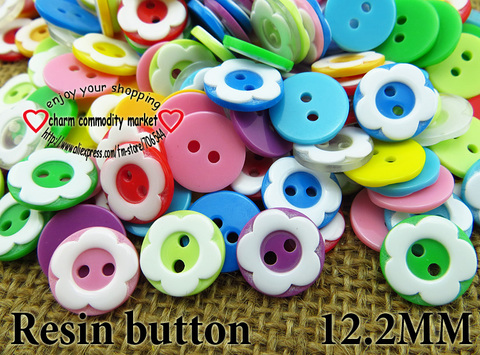 100 piezas 12,5 MM forma de flor colores mezclados botones de resina teñidos abrigo suéter botón coser accesorios de ropa decorativa P-071 ► Foto 1/6