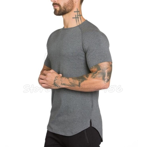 Marca gyms ropa fitness camiseta hombres moda extender hip hop verano manga corta Camiseta algodón bodybuilding muscle guys marca ► Foto 1/6