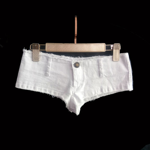 Mujeres Sexy borla bajo cintura corto Sexy Denim botín Sexy pantalones vaqueros pantalones cortos Vintage Micro Mini Club de talla grande ► Foto 1/6