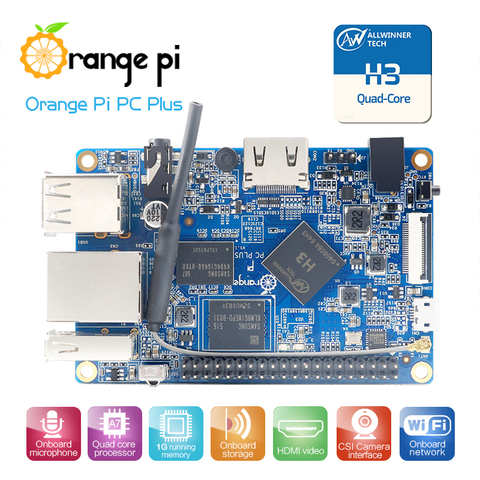 Orange Pi PC Plus RAM 1G 8GB Emmc Flash Mini-fuente de una sola placa de apoyo 100M Ethernet puerto/Wifi/cámara/Hdmi/IR/micrófono ► Foto 1/4