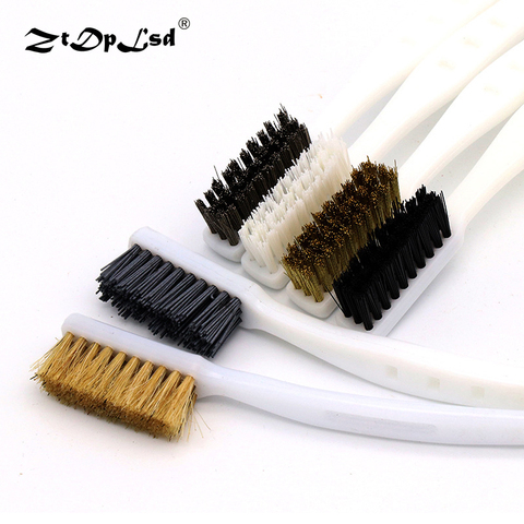 ZtDpLsd 1 unid Alambre de latón cepillo de dientes limpio mango de plástico blanco cobre DuPont Nylon Industrial talla mano eliminación de óxido herramienta ► Foto 1/4