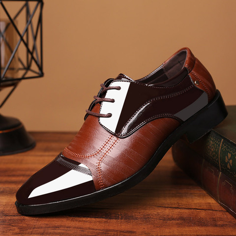 2022 zapatos de los hombres del dedo del pie puntiagudo Zapatos de vestir de los hombres de cuero de los hombres de Oxford zapatos formales para hombres vestido de moda de calzado 38-48 ► Foto 1/6