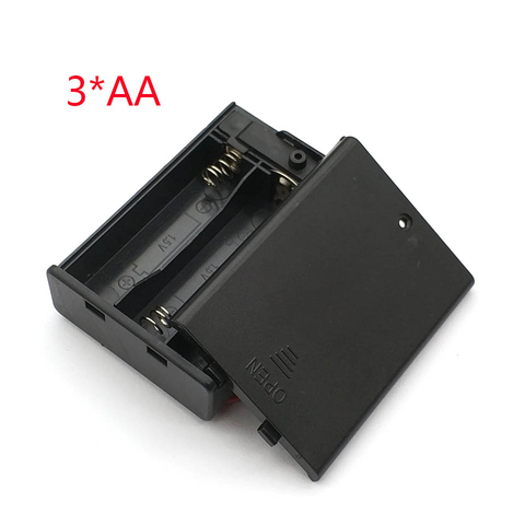 Negro 3 AA caja del sostenedor de la batería con el interruptor nuevo 3 AA 2A caja del sostenedor de la batería con el interruptor 4,5 V ► Foto 1/4