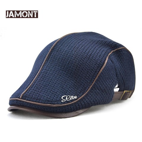 JAMONT de alta calidad de invierno de punto gorro gorra de Hombre de cuero de tapa plana para los hombres Boina Hombre visera sombrero Planas del sombrero del Snapback ► Foto 1/6