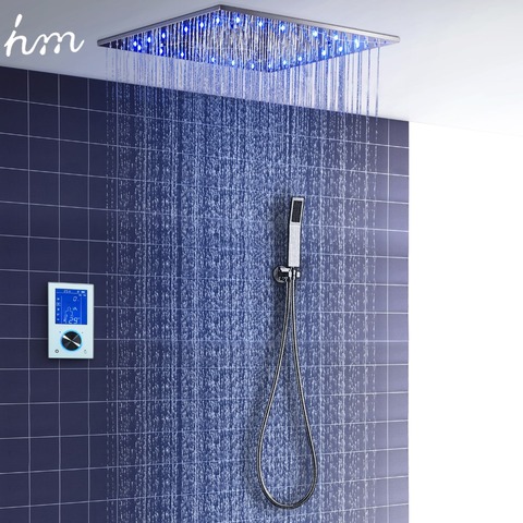 3 Jets LED inteligente pantalla Digital lluvia ducha conjunto instalado en la pared 20 