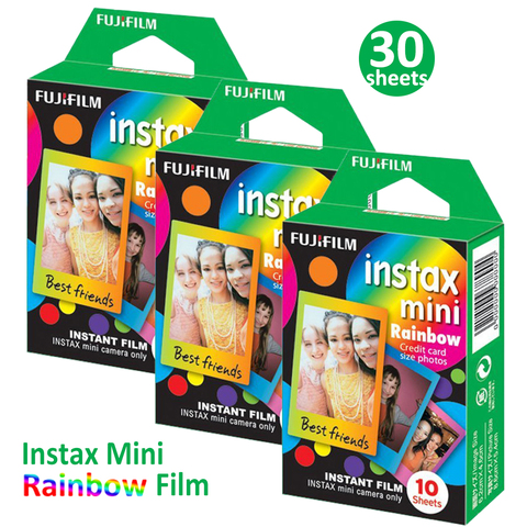 Fujifilm Instax Mini película 10-30 hojas películas Rainbow papel