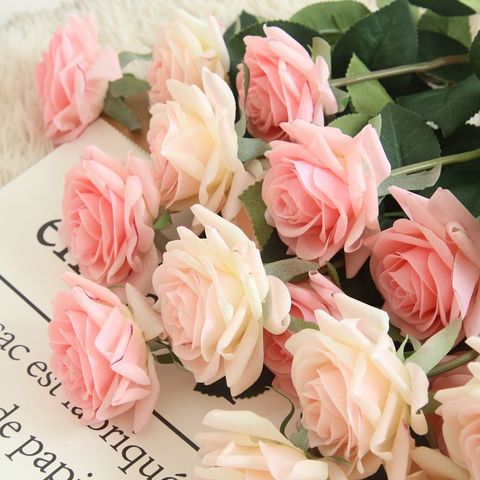 10 unids/lote decoración Rose flores artificiales flores de seda de látex de tacto Real ramo de rosas de boda fiesta en casa de diseño de flores ► Foto 1/6