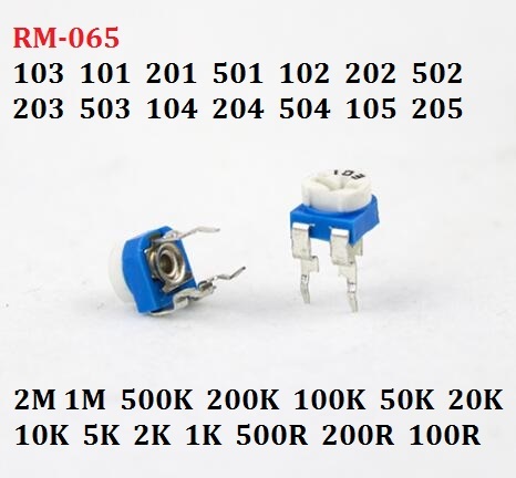 20PC 10K RM-065-103 101, 201, 501, 102, 202, 502, 203, 503, 104, 204, 504, 105 resistencia Variable 1/2/5/50/k 200R/ajustable potenciómetro ► Foto 1/2