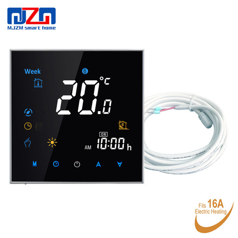 Termostato eléctrico MJZM 16A-3000 para calefacción de suelo, termostato Digital negro programable con pantalla a Color, regulador de temperatura para habitación ► Foto 1/6