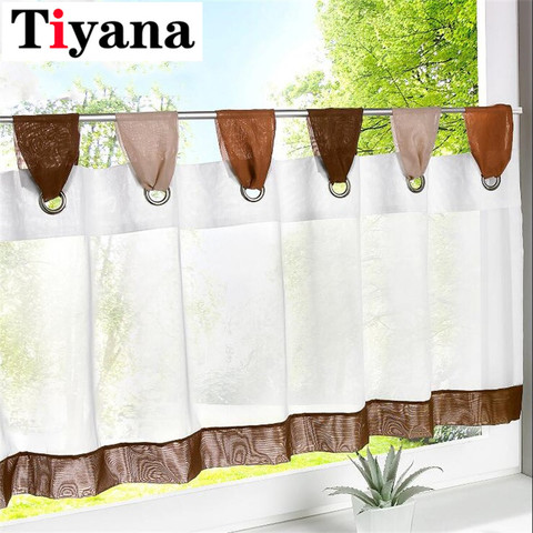 Cortinas tratamientos para ventanas cortas de cocina, cortina romana, persiana de tul para inodoro, grifo colorido, estilo superior, café, hogar, decorativo, JK310Y ► Foto 1/1