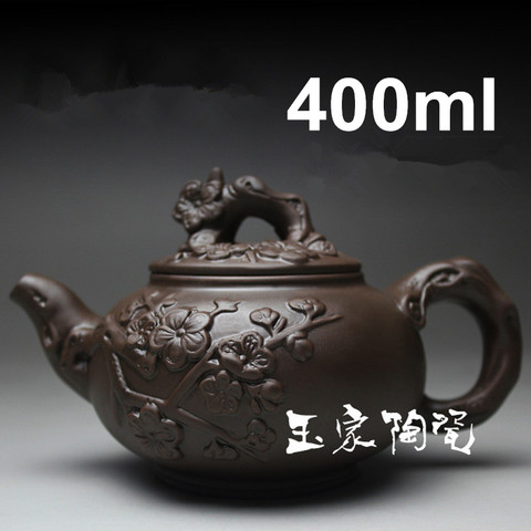 Tiempo-limitado, arcilla hecha a mano té marmita Yixing tetera 400ml Kung Fu té teteras de cerámica chino conjuntos hervidor de porcelana negro ► Foto 1/6