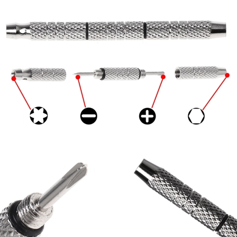 Destornillador 4 en 1, herramientas de reparación de gafas de acero al aluminio, Mini Kits portátiles ► Foto 1/6