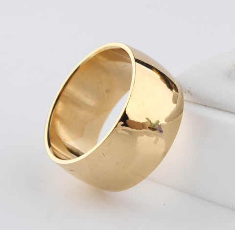 12mm sin desvanecimiento 24k anillos de boda clásicos 1,2 CM anillo de oro amarillo lleno 316L anillos de acero de titanio para hombres y mujeres ► Foto 1/3