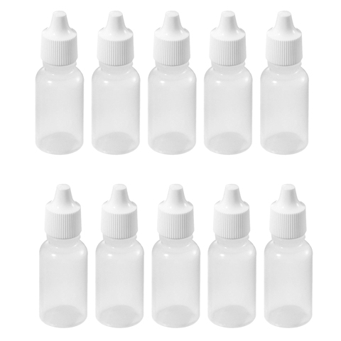 Botellas cuentagotas de plástico a prueba de niños, 10 Uds., 10 ML, 1/3 OZ, botella reutilizable loción de aceite ► Foto 1/4