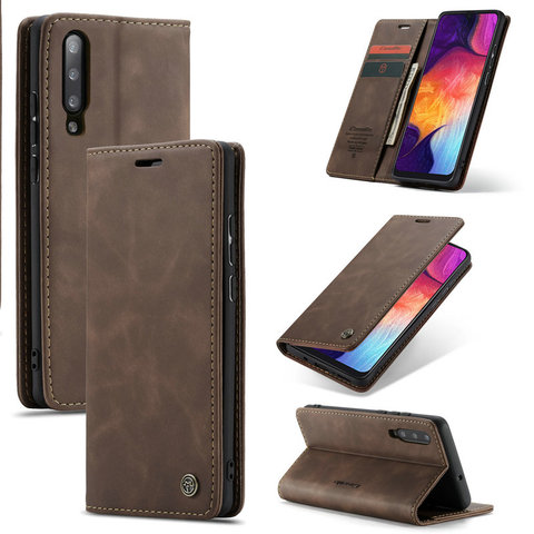 CaseMe-Funda de cuero con tapa magnética para Samsung A50 A 50, billetera con ranuras para tarjetas, Libro de Negocios Vintage para Galaxy A50 ► Foto 1/6