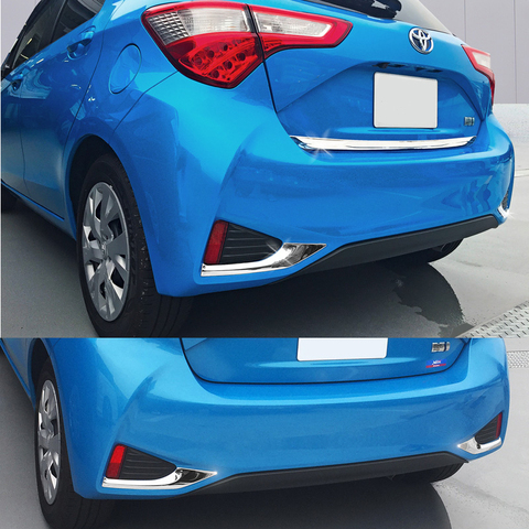 JY-lámpara antiniebla trasera de acero inoxidable para coche, cubierta de diseño para Toyota Vitz Yaris Hatchback 2017 Facelift, 2 uds., SUS304 ► Foto 1/6