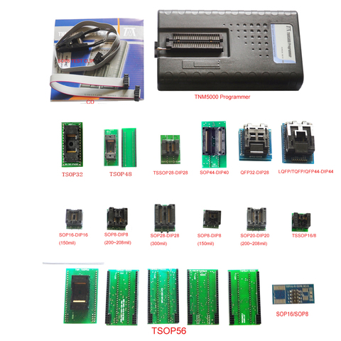 Soporte K9GAG08U0E, 2022 nuevo TNM5000 USB EPROM programador + 14pc enchufes + Clip IC para NAND flash/EPROM/MCU/PLD/FPGA/ISP/JTAG/EEPROM ► Foto 1/1