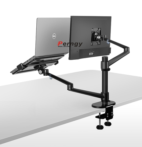 Soporte Multimedia de escritorio para OL-3L, base de escritorio LCD de 32 pulgadas, doble brazo + soporte de portátil de 17 pulgadas, soporte de monitor de movimiento completo para mesa ► Foto 1/4