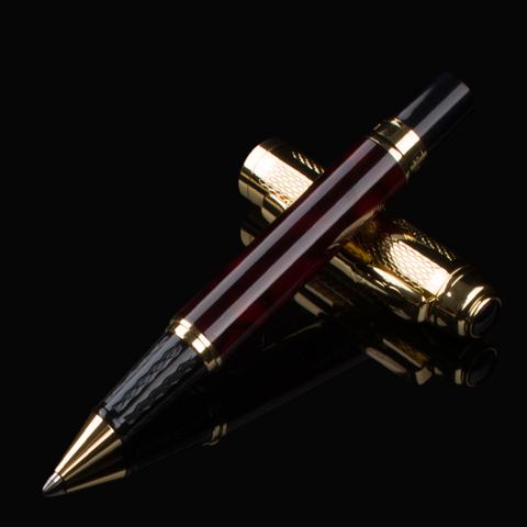 Montura de montura de lujo Agate Red Metal Pen blanco/oro Netted Cap Roller Ball Pen con Clip de oro negocios papelería y oficina ► Foto 1/5