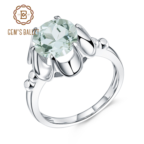 GEM'S BALLET-anillo de compromiso de plata de ley 925 y amatista verde Natural, joyería fina con gemas, 2,73 quilates ► Foto 1/6