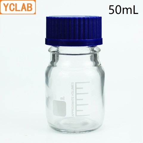 YCLAB-botella de reactivo con tapa azul, botella de boca de rosca transparente de cristal para laboratorio médico, equipo de Química, 50mL ► Foto 1/2