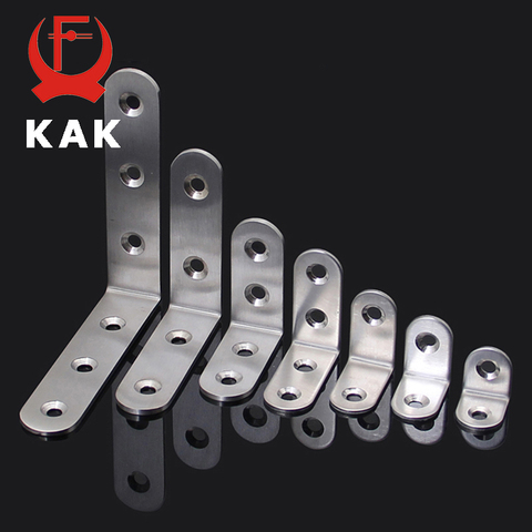 KAK 10 Uds soportes de esquina de ángulo de acero inoxidable Protector de tornillos Soporte esquinero de siete tamaños que soporta Hardware de muebles ► Foto 1/6