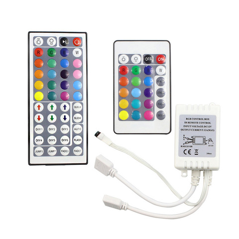 Controlador LED RGB, 24 teclas/44 teclas, conectores de puerto de salida Dual, mando a distancia IR DC12V para tira de luz led RGB 3528 5050 ► Foto 1/6