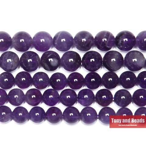 Envío Gratis AAAA calidad Piedra Natural púrpura amatistas cristales redondos cuentas sueltas 15 