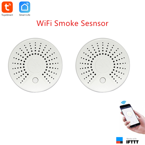 Detector de humo WiFi Smart Life App, alarma de alta temperatura, Sensor de humo WiFi No se necesita Hub funciona con la batería IFTTT incluida ► Foto 1/6