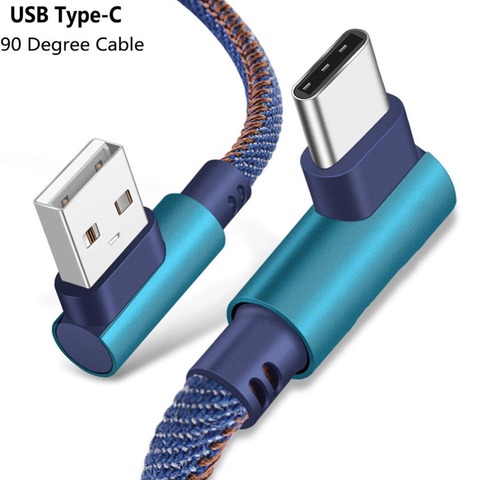 Cable de cobre tipo C de gran calidad, cargador de sincronización de datos, ángulo recto de 90 grados, USB 3,1, 1M, para Android tipo C ► Foto 1/6
