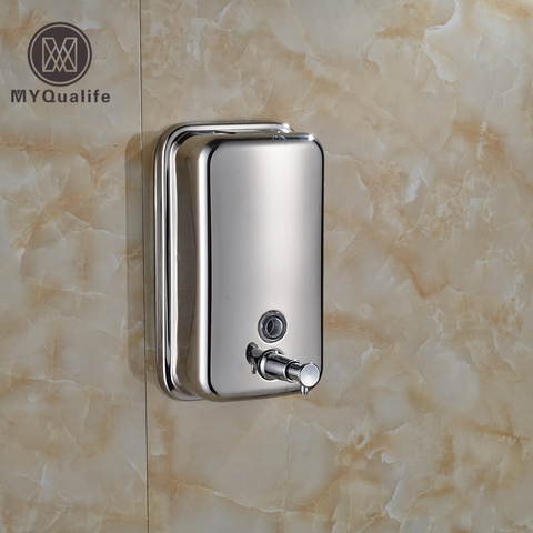 Dispensador de jabón líquido para baño, champú de acero inoxidable con montaje en pared, acabado cromado, 500ml ► Foto 1/5
