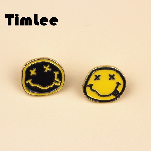 Timlee X009-broches metálicos con dibujos animados para cara de sonrisa, broches con botones, regalo para niña, venta al por mayor ► Foto 1/6