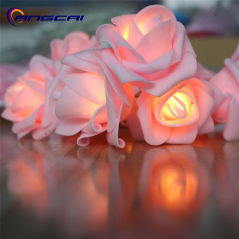 Cadena de luces LED rosa alimentada por batería, decoración de boda luminaria Navidad guirnalda natal Guirlande Lumineuse 7cm flor ► Foto 1/6