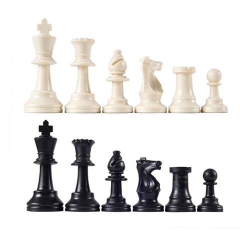 32 piezas de ajedrez medieval/ajedrez de plástico completo Chessmen ajedrez magnético internacional juego de ajedrez entretenimiento negro y blanco 64MM ► Foto 1/6