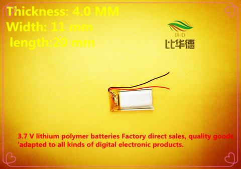 (Envío gratis) batería de polímero de iones de litio 3,7 V, 401119 041119 401120 CE FCC ROHS MSDS certificación de calidad ► Foto 1/1