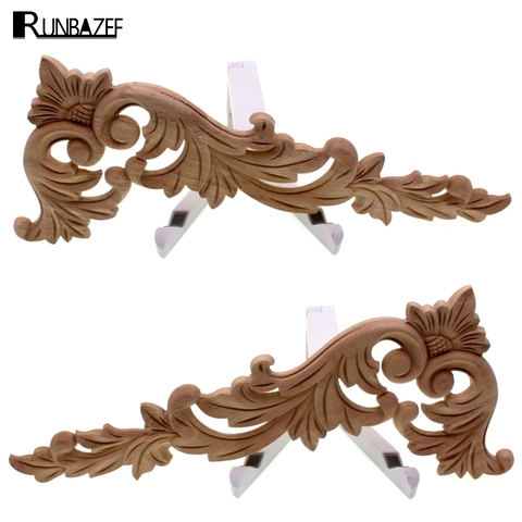 RUNBAZEF-Apliques florales para Esquina de madera tallada, calcomanía de talla de madera para muebles, marco de puerta de armario, pared, accesorios de decoración del hogar ► Foto 1/6