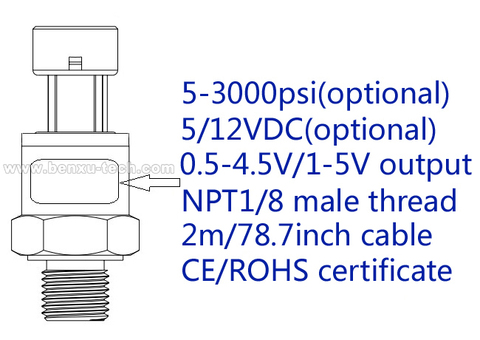 Cable de 2m/78,7 pulgadas, Sensor de presión de cerámica de importación opcional, transductor transmisor de presión ► Foto 1/6