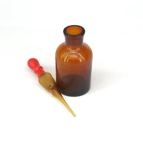Pipeta de vidrio marrón con tapón de suelo y gotero, botella de vidrio marrón de 60ML ► Foto 1/4