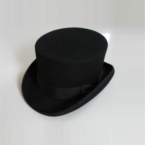 Estilo británico hombres mujeres lana Fedora Steampunk Top sombrero cilindro magia mago buena lana paquete ala 12 cm alta B-8114 ► Foto 1/4