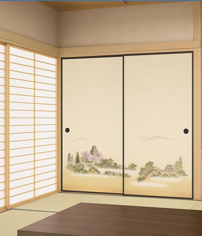 Papel japonés Fusuma 2 hojas/par Washitsu decoración de bloque de madera puerta decorativa papel de pared Soji puerta corredera dormitorio, sala de estar ► Foto 1/6