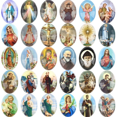 Gafas ovaladas de dibujos animados para mujer, accesorio de cabujones ovalados religiosos de 6 a 20 piezas, accesorios de joyería DIY de cristal, de 4 tamaños ► Foto 1/6