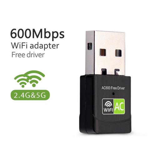 Adaptador USB WiFi tarjeta de red USB Lan Ethernet WiFi receptor 600 Mbps adaptador inalámbrico AC G Dual Band 2,4 GHz 5 USB WiFi antena ► Foto 1/6