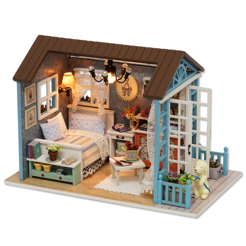 CUTEBEE muñeca casa miniatura DIY casa de muñecas con muebles de casa de madera juguetes para niños Regalo de Cumpleaños z07 ► Foto 1/6