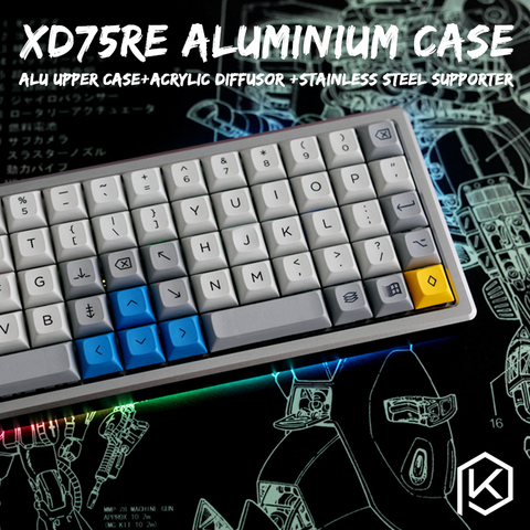 Aluminio anodizado para xd75re xd75 60% teclado personalizado paneles de acrílico difusor puede apoyar rotatorio brace ► Foto 1/6