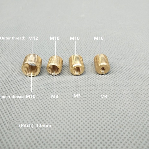 4 unids/lote M4/M6/M8 a M10... m10 a M12 cobre roscado tubo hueco adaptador interior y exterior roscada acoplador de cinta transportadora adaptador ► Foto 1/6