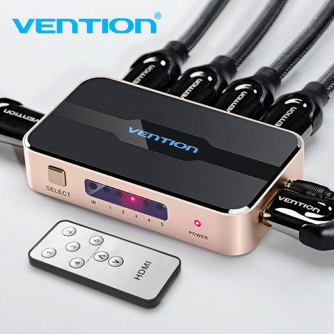 Vention HDMI interruptor divisor 5 entrada 1 salida HDMI Switcher 5X1 3X1 para XBOX 360 PS4/3 Smart Android HDTV 4K 5 puertos HDMI adaptador ► Foto 1/6